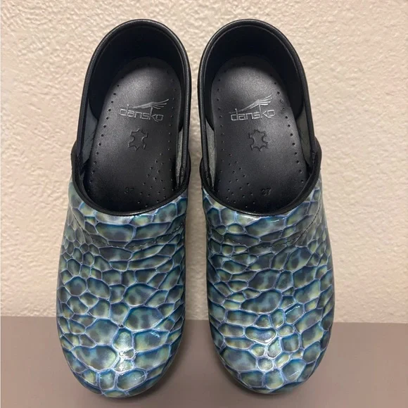 Dansko Blue Patterned Clogs - Picture 2 of 6